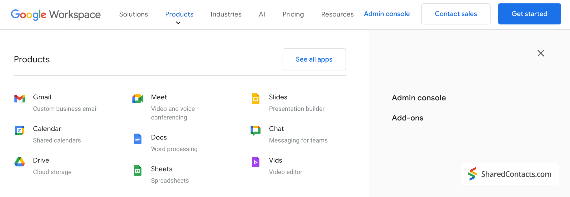 Tangkapan layar yang menampilkan beberapa aplikasi Google Workspace
