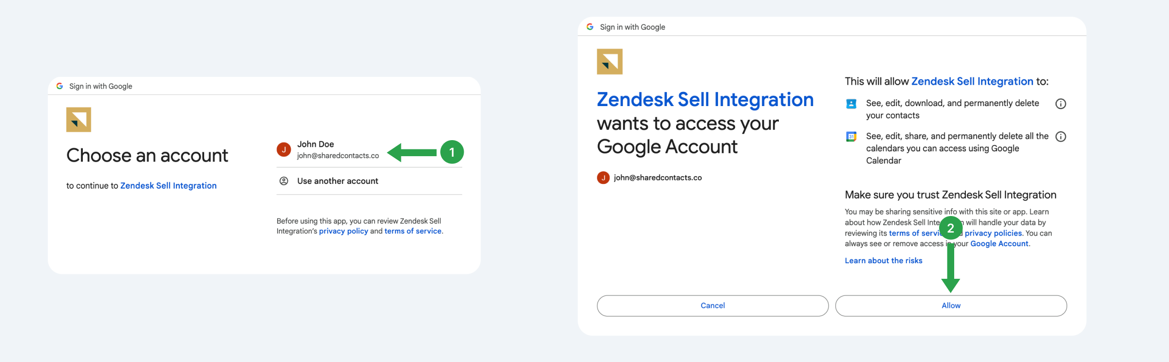 Adding user Google account to Zendesk Sales CRM