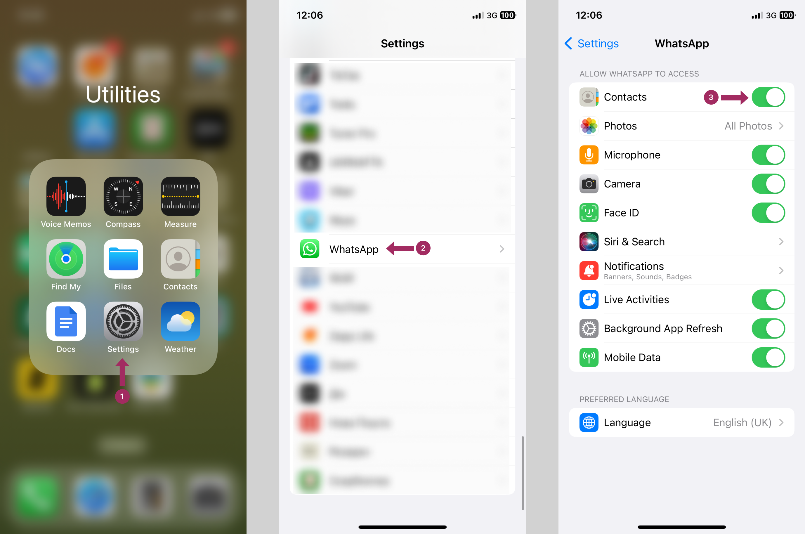 Einrichten von Kontakten und What'sApp-Synchronisierung auf einem iPhone
