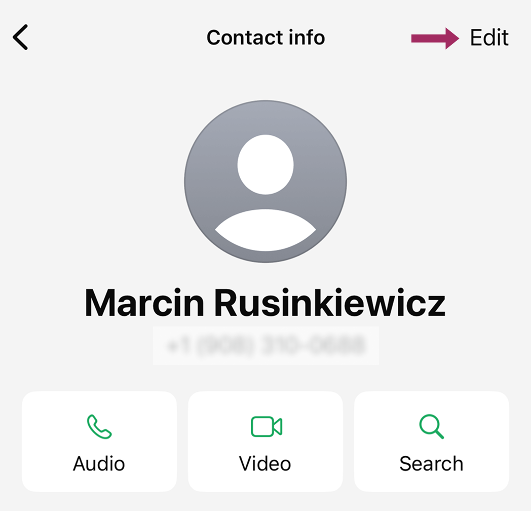 iPhone 上 WhatsApp 的联系人卡片