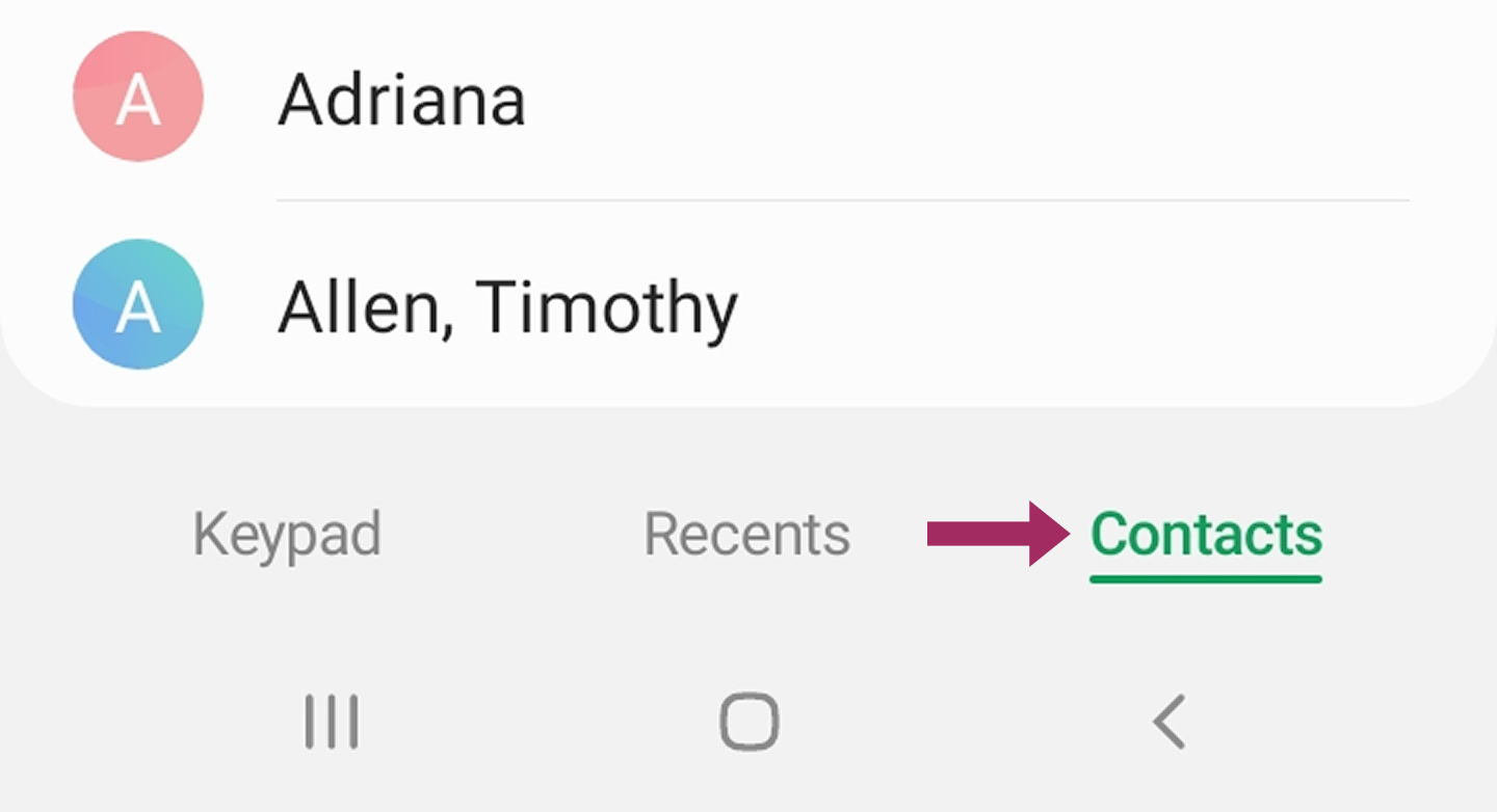 联系人应用程序选项卡