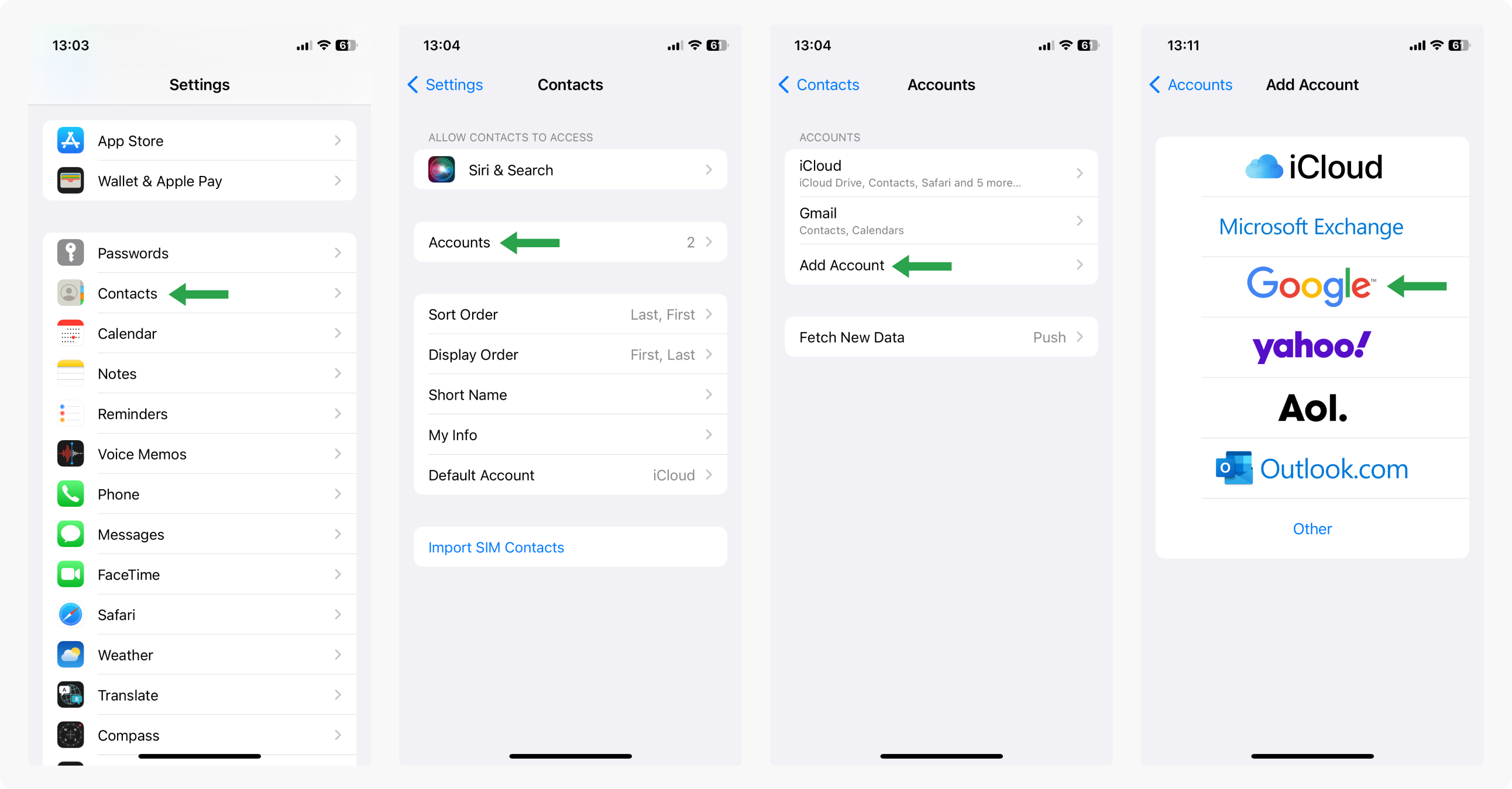 Inställningar för Google-konto i iOS