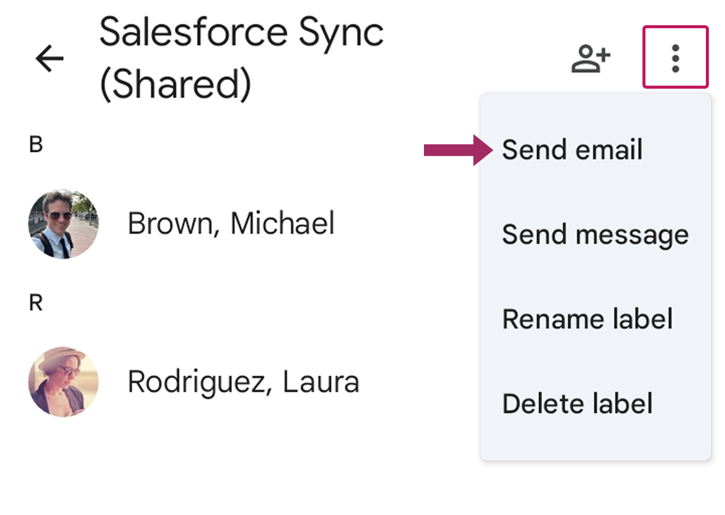 安卓系统上的谷歌通讯录