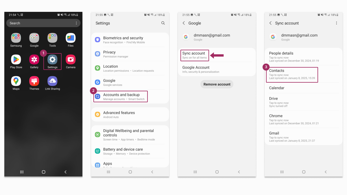 Cara mencadangkan kontak Android