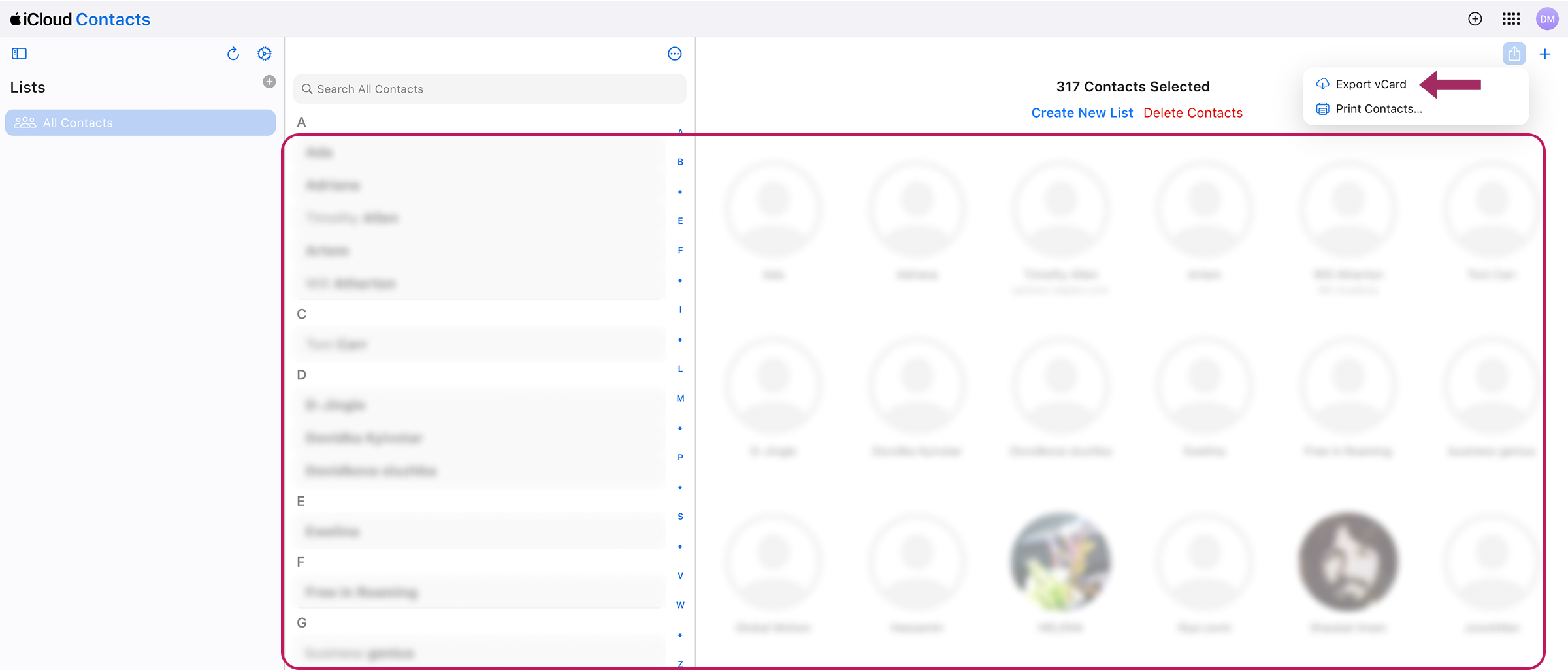 Cara mengekspor kontak dari iCloud