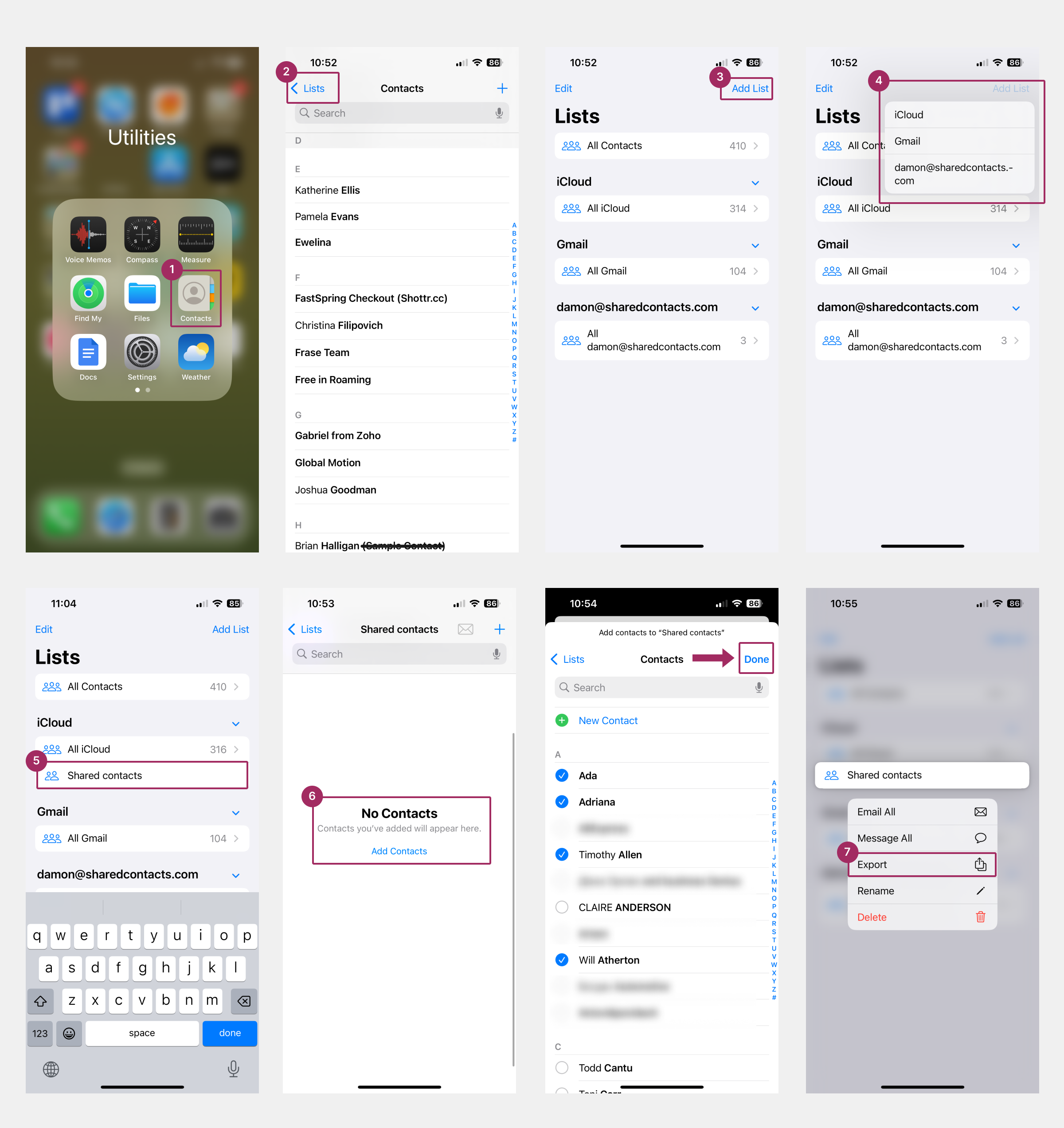 How to share contact group on iphone