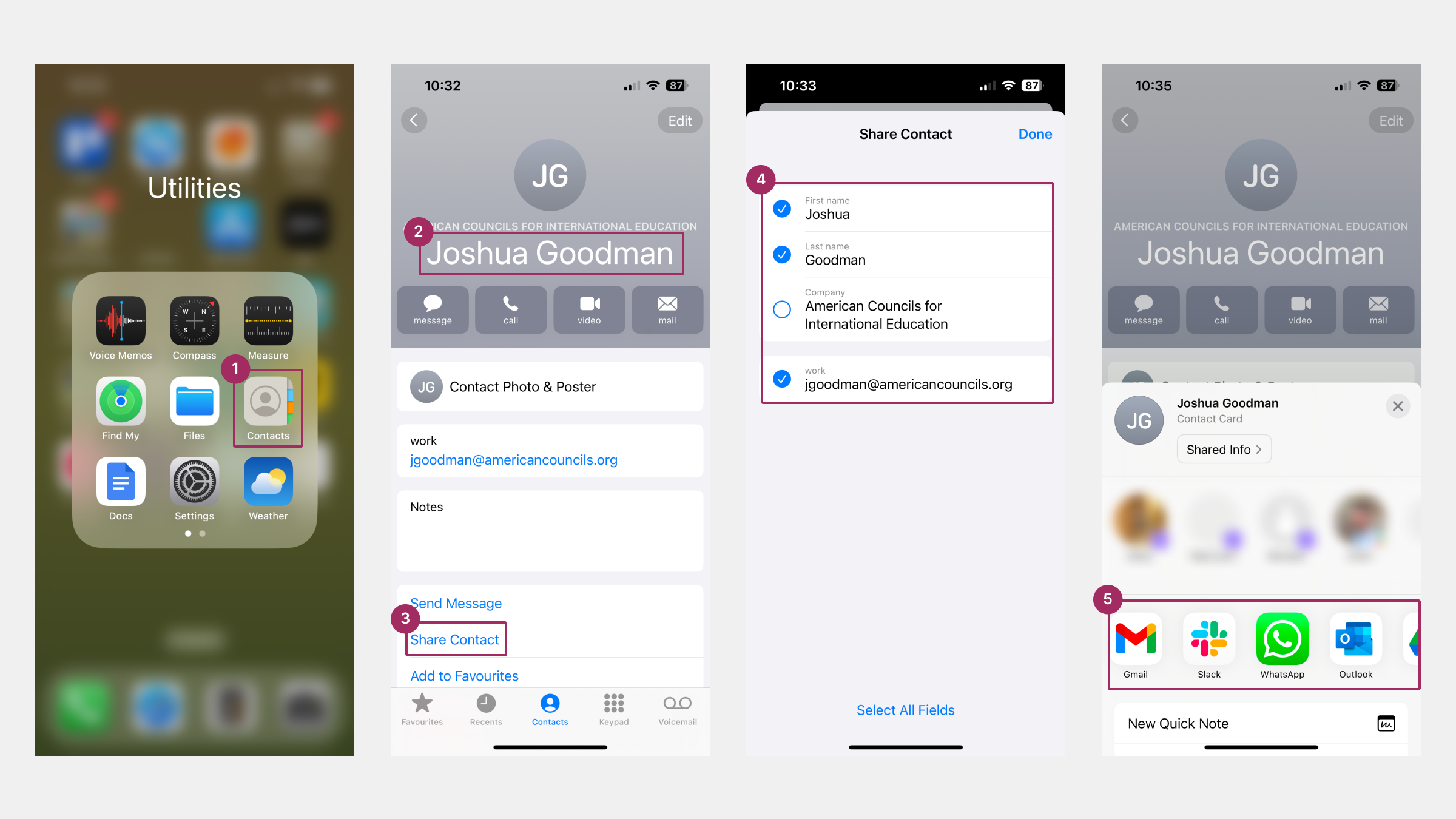 How to share iPhone contacts with the Contacts App