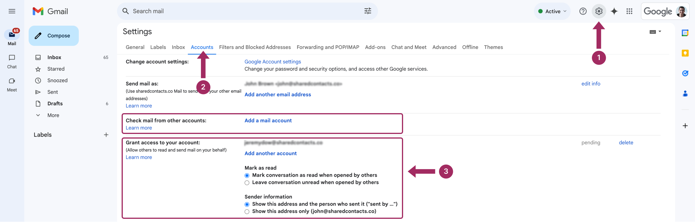 如何在 Gmail 中合并和委托联系人