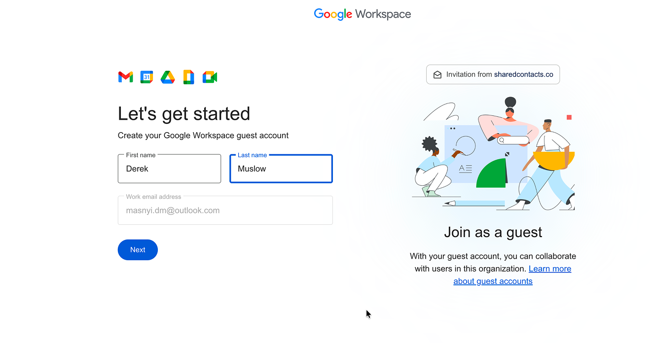Set up your Workspace guest account