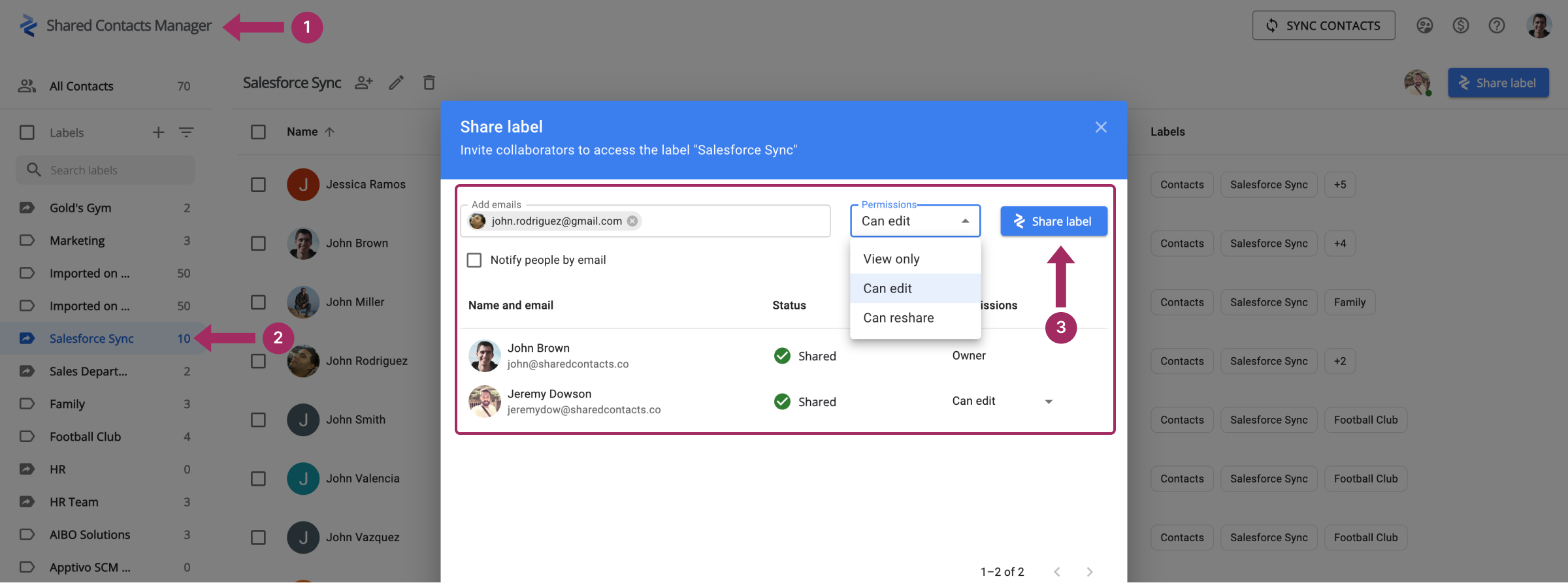 Shared Contacts Manager와 Google 연락처를 공유하는 방법