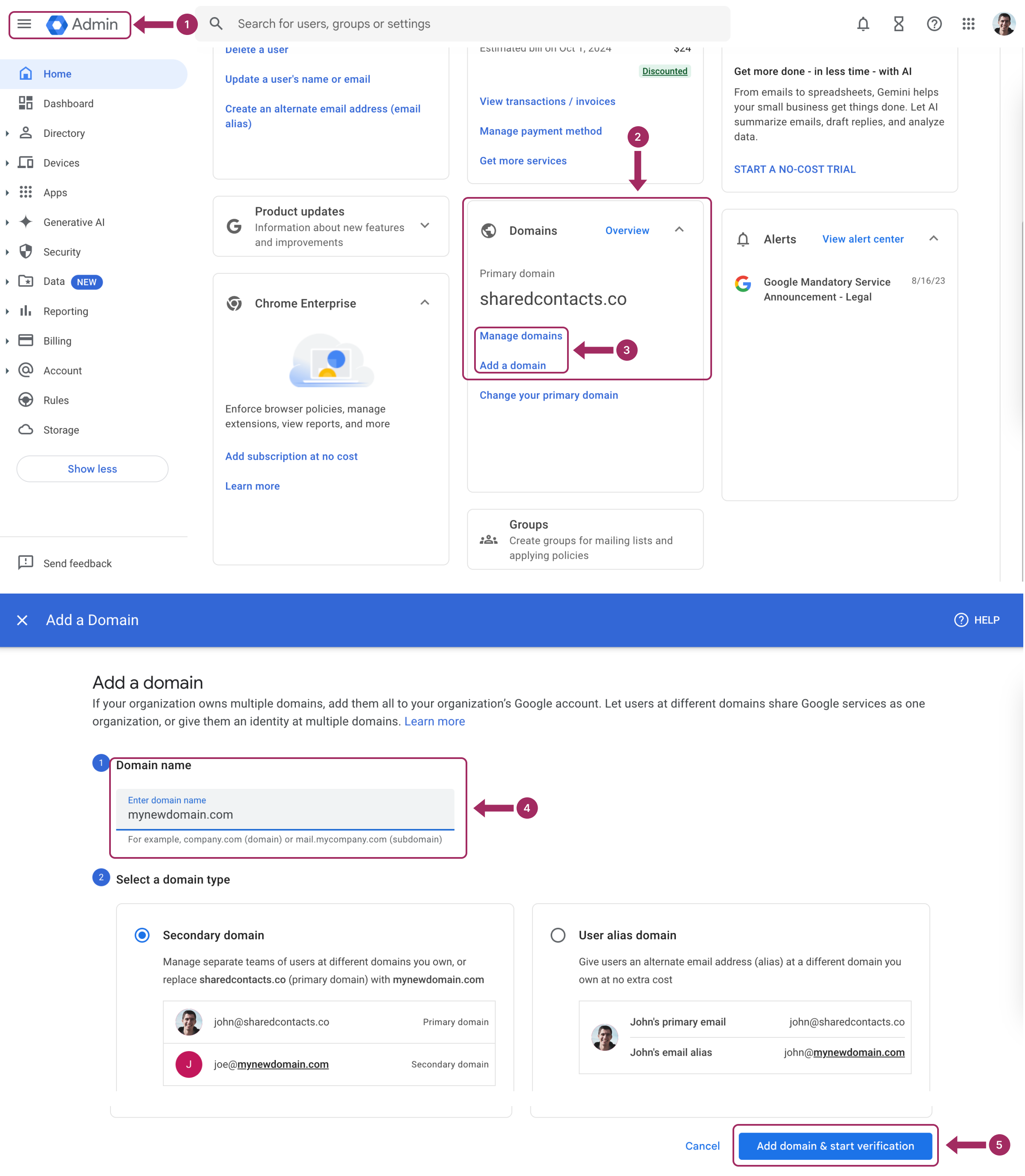 Mengelola domain di Google Workspace