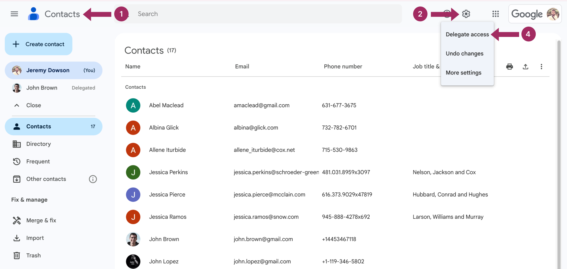 Einrichten der Google Mail Delegationsfunktion