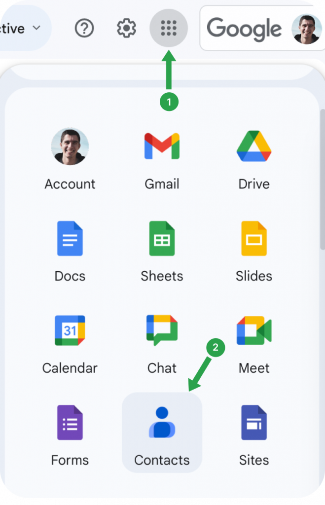 Placering af Google-kontakter i Gmail